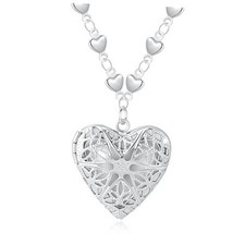 Heart Locket Pendant necklace for Women Photo Silver Lockets Necklaces Style3