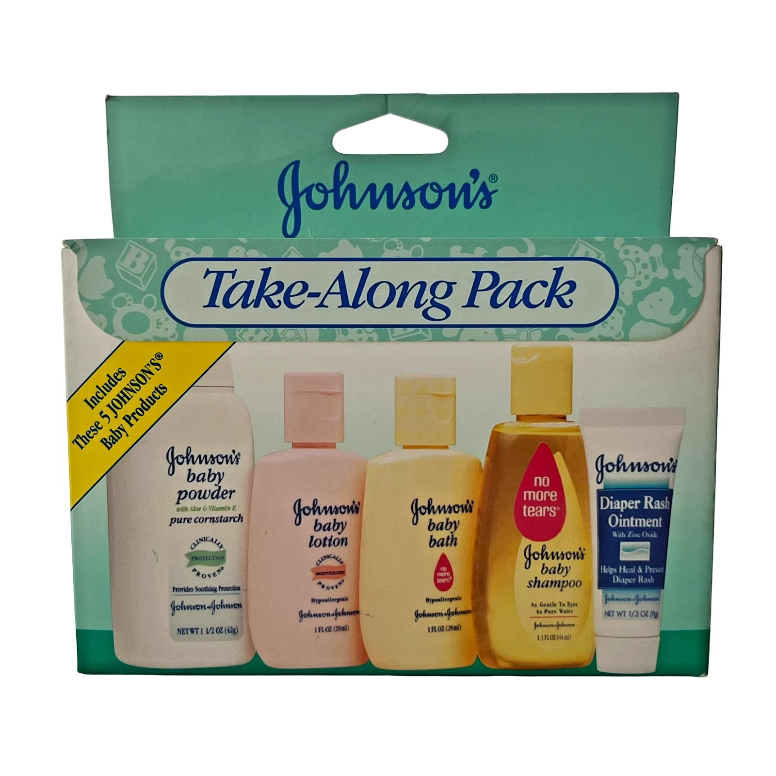 Vintage 1998 Johnson's Baby Take-Along Pack Powder Lotion Bath Shampoo Set NOS
Opens in a new window