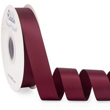 1-inch x 50 Yards Dark Burgundy Double Faced Satin Ribbon for Gift Wrapping
