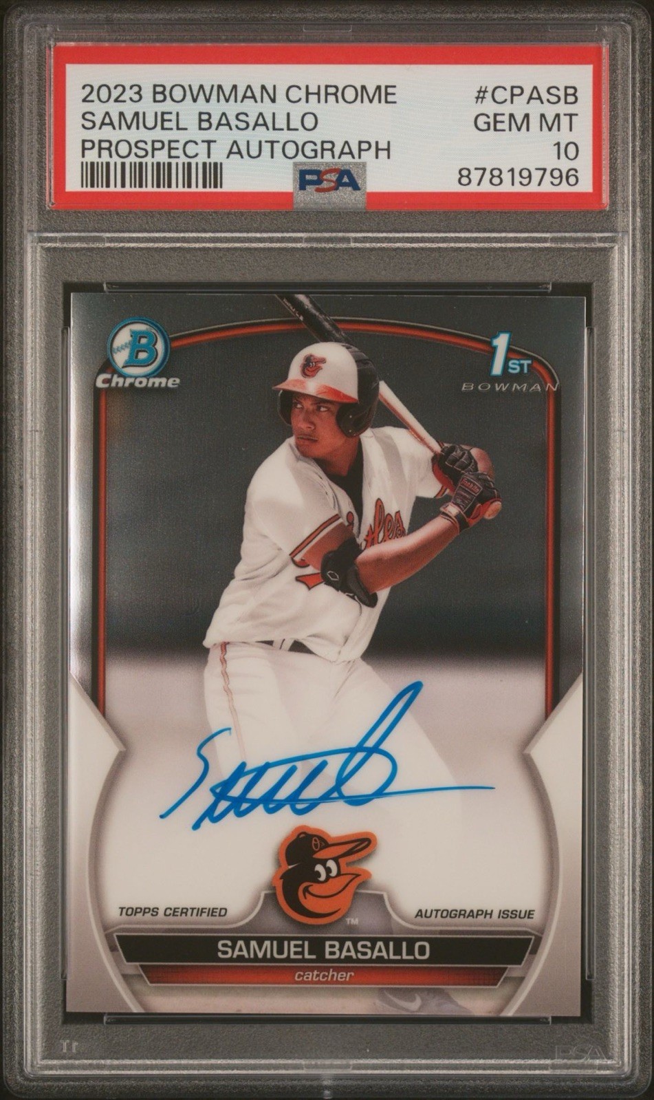 2023 BOWMAN CHROME SAMUEL BASALLO 1ST BOWMAN PROSPECT AUTO PSA 10 GEM #CPA-SB