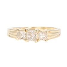 .58ctw Princess Diamond Three-Stone Engagement Ring 14k Yellow Gold Size 6.75
