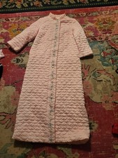 VTG Sears womens quilted pink size 10 robe At Home Wear Nylon 1960s embroidered
