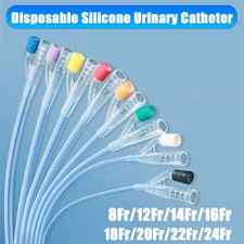 1-10PCS Disposable 2-Way Silicone Urinary Catheter For 8r/12/14/16/18/20/22/24Fr