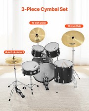 Cymbal Pack, 3 Pieces Cymbals for Drum Set, Alloy Cymbals Drum Set Includes 14-i