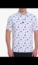 Bad Birdie Core Short Sleeve White Golf Polo  Crushable  Beer Can Men's Size Sm