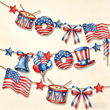 Patriotic Garland Banner 2PCS for 4Th of July Decorations, Red White and Blue