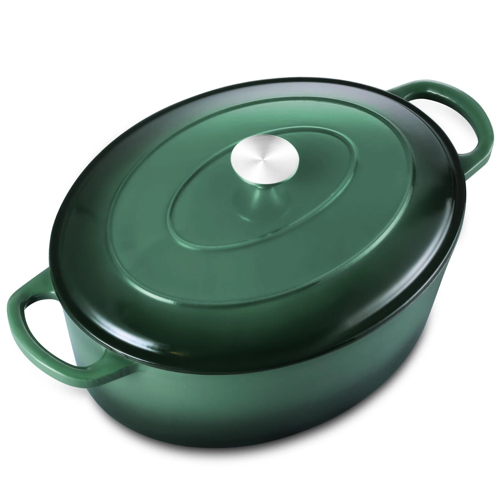 5QT Oval Dutch Oven Pot with Lid, Leonyo 5 Quart Enameled Oval Cast Iron Dutc...