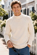 J Crew 1988 Rollneck Sweater Mens L Cream Cotton Preppy Coastal BW186