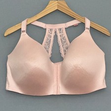 Cacique Lightly Lined Full Coverage No-Wire Bra 44DD Blush Pink Lace Racerback
