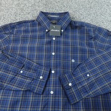 NEW Eddie Bauer Shirt Mens LT Blue Plaid Wrinkle Free Long Sleeve Button Up Top