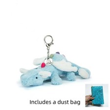 Jellycat Sky Dragon   Bag Charm Baby Blue With White Wings Soft Plush Keychain  
