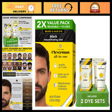 2X Reusable Hair Beard Dye for Men - Black, 10 Uses, 7-Minute No-Drip Cream