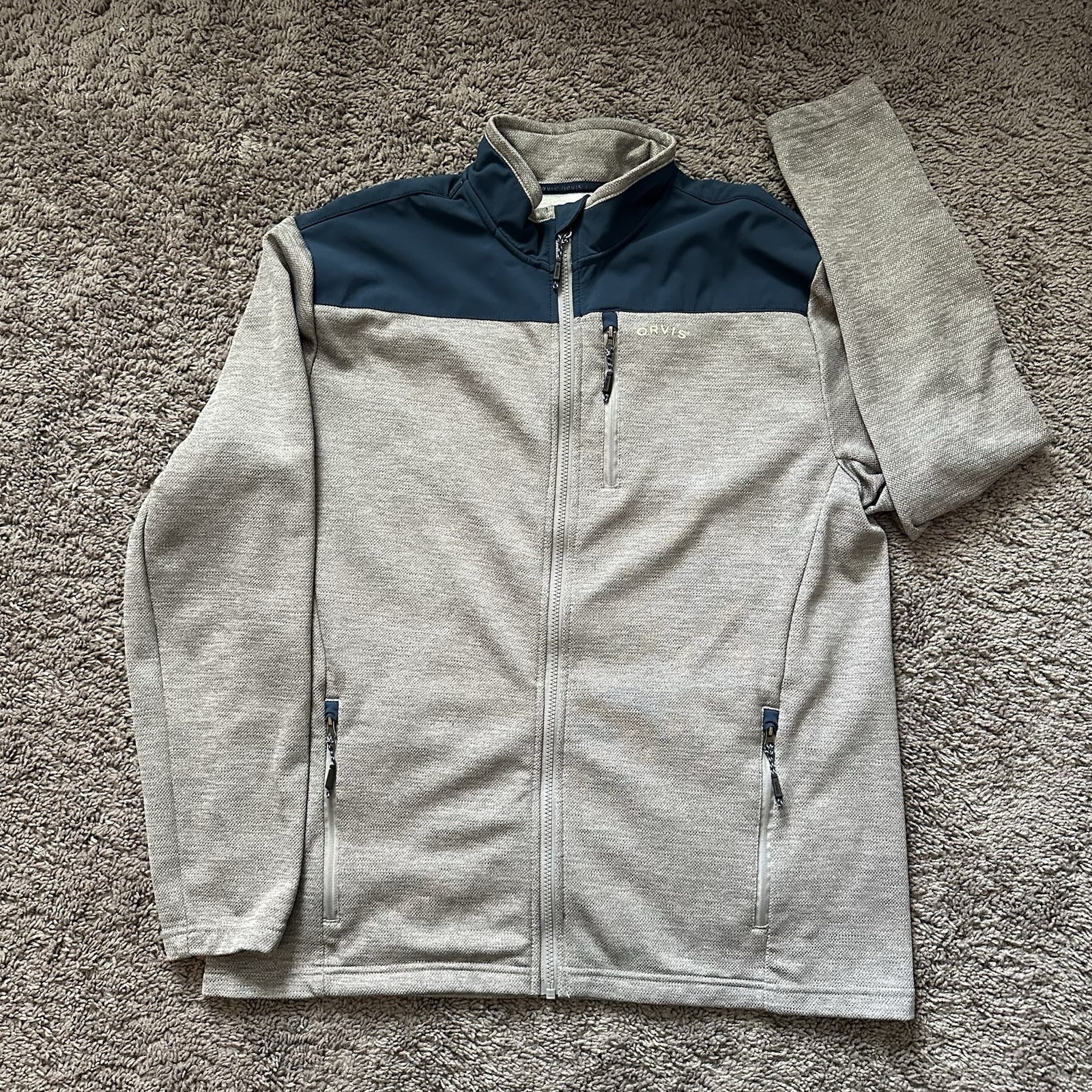 Orvis Men's Full Zip Long Sleeve Fleece Lined Jacket Gray Blue Size Large