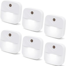 6 Pack Night Light Plug in, White LED Nightlights with Smart Dusk to Dawn