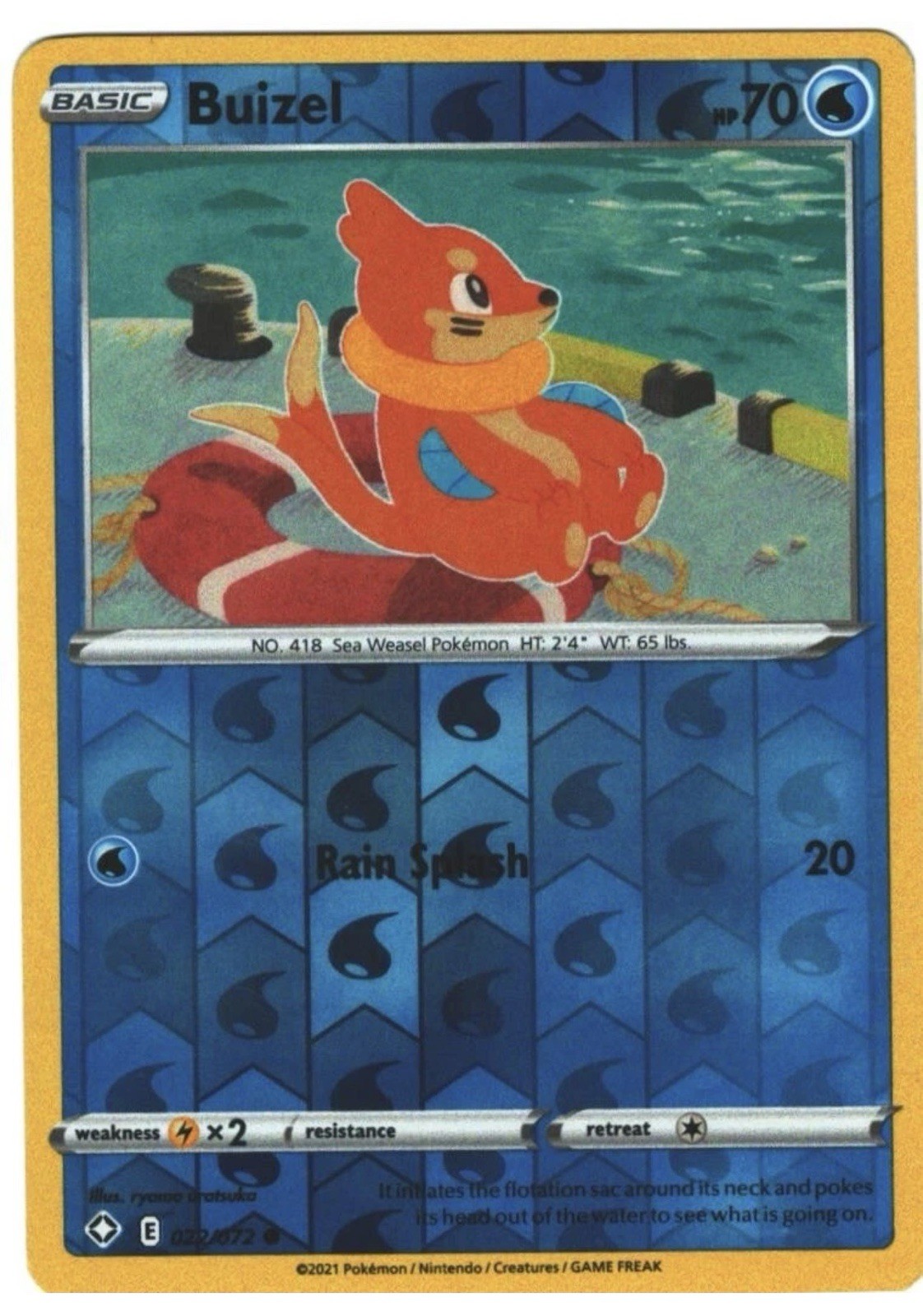 Buizel 22/72 Shining Fates Reverse Holo Common Pokemon Card Pokémon TCG 022/072