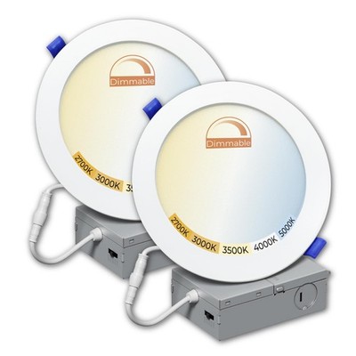 2 Pack 6 Inch LED Recessed Ceiling Lights with Junction Box, 12W 1000 Lumens,...