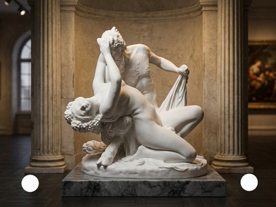 Vintage Satyr und Bacchante Statue weiß klassisch griechisch mythologisch Nymphe Kunst