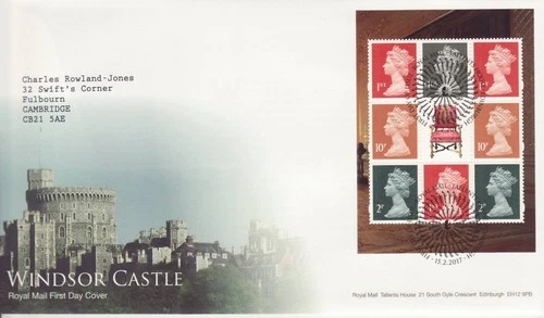 GB Stamps First Day Cover Booklet Pane U3071n - DY20 Windsor Castle PSB 2017