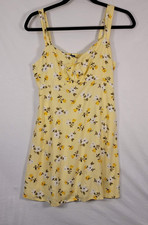 Old Navy Dress Womens S Yellow Floral Sundress Adjustable Straps Babydoll Y2k