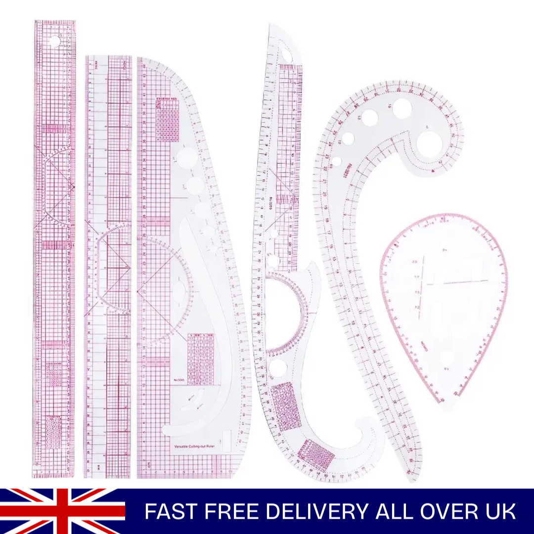 6-Piece French Curve Ruler Set - Flexible Tailoring Templates for Dressmaking...