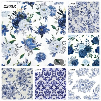 6 +2 EXTRA GEMISCHTE Tisch Papierservietten, Decoupage/Basteln/Vintage/Delfter Blau/Kunst