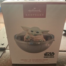 2024 Hallmark Ornament - 'GROGU IN HOVERING PRAM' Star Wars Mandalorian - NIB