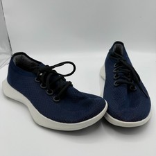 Allbirds Tree Dasher Running Shoes Mens 9 Navy White Breathable Knit Activewear