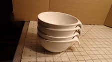 4 Round w/ handle Tannex 5" Diameter White Porcelain Hor D'oeuvre Bowls