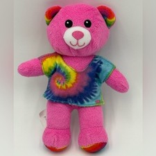 Build-A-Bear Pink Bear Plush Tie Dye Shirt 8" Stuffed Animal Toy