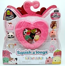 Squishmallows Squish a longs 4 Mini Squish Figures + Extras & Pink Case Series 2