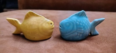 Vintage 1950s BAUER POTTERY Chicken of the Sea S & P Salt Pepper Shakers XLNT! 