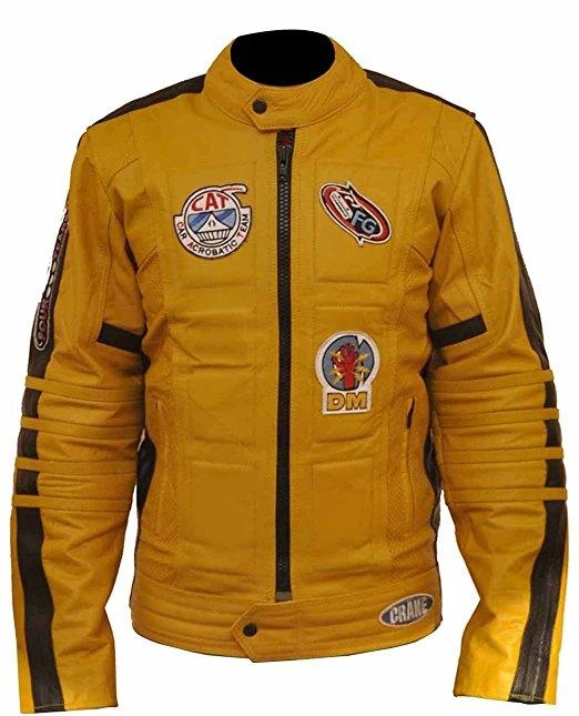 Chaqueta Para Hombre Kill Bill La Novia - Envío Desde EE. UU. - Chaqueta De Cuero Amarillo Biker Foto 2 de 4