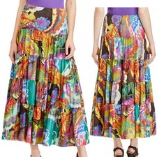 Lauren Ralph Lauren Floral Print Tiered Maxi Skirt M Lined