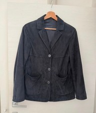 Giacca in pelle di camoscio donna Max Mara blu taglia 42