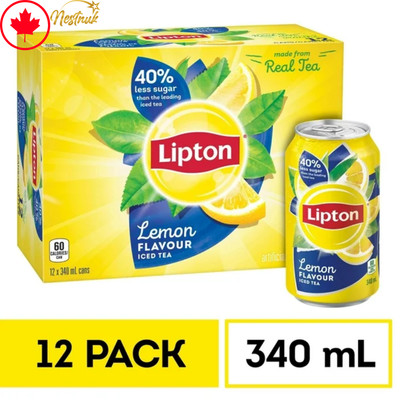 12 Cans Lipton Lemon Iced Tea 340mL (12oz) Each | Fresh from Canada