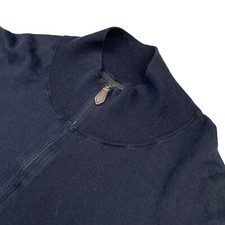 Bloomingdale's Men's Cotton/Cashmere 1/4 Zip Pullover Sweater Navy Blue   XL