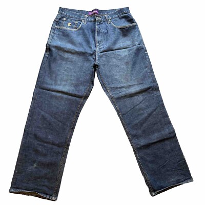 Mens Roca Wear RW Y2K Jeans 38 Waist 33 Inseam 38x32 Blue Ramie-Cotton Blend