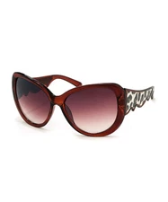 Women's Sunglasses Tess Brown Cat Eye  with Scalloped Leopard A J Morgan New