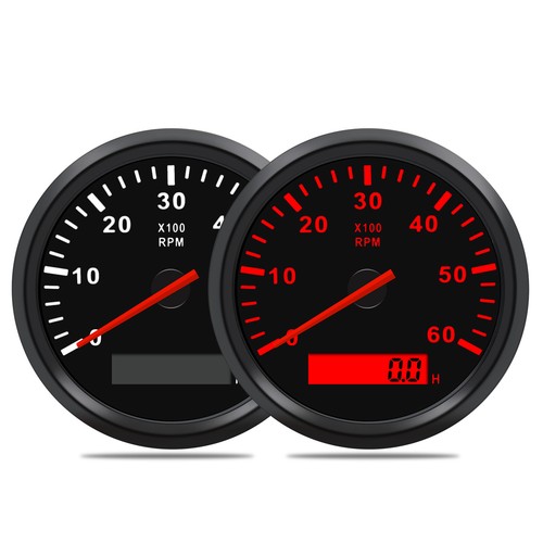 85MM Car Boat Marine Tachometer 0-6000 RPM Rev Counter Gauge With LED Hourmeter - Picture 2 of 15