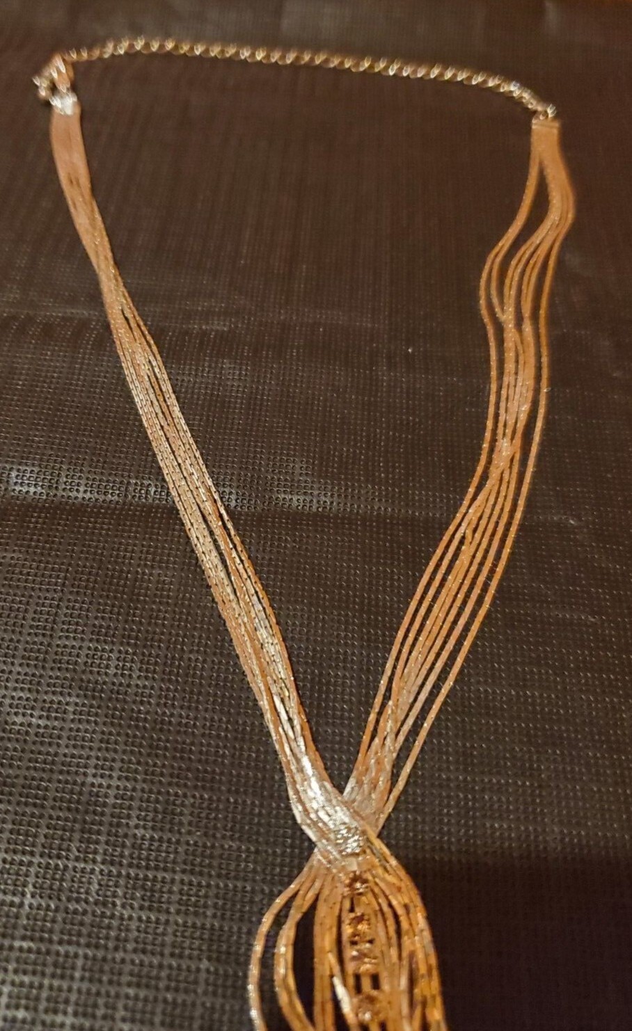 Rhinestone silver dangling tassel chains necklace… - image 3