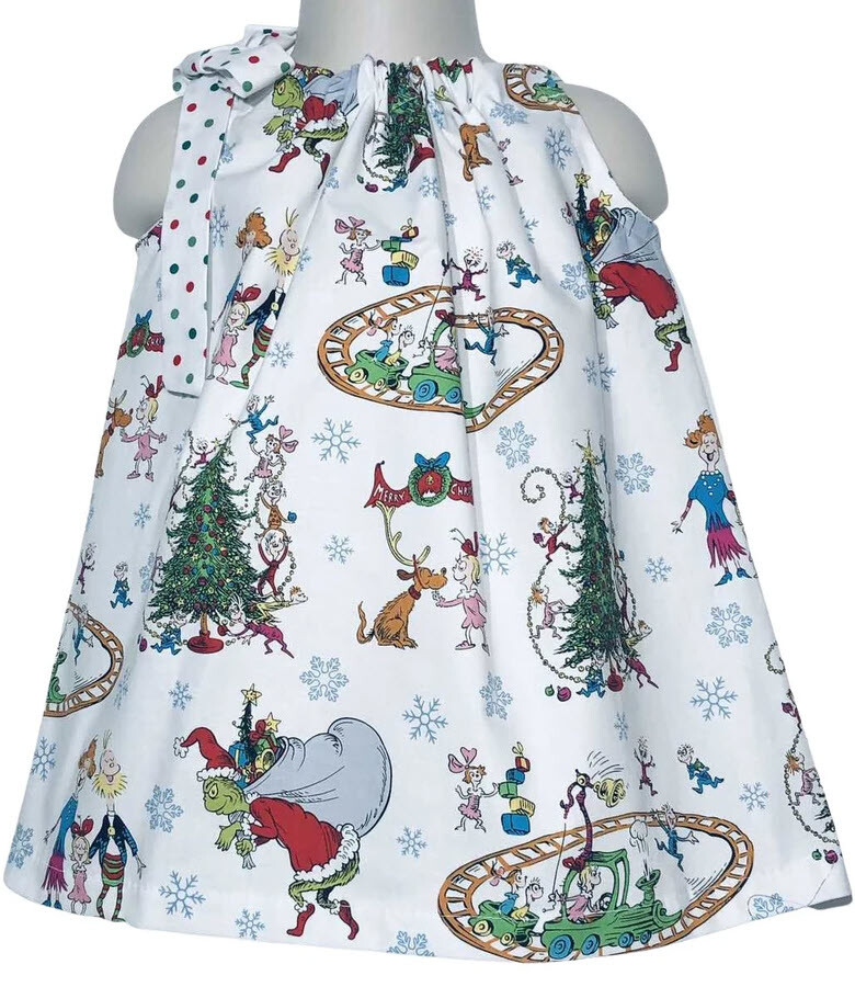 Christmas Grinch Dress Baby Toddler Girl Handmade Holiday Pillowcase  Sundress | eBay