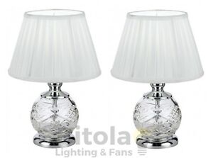 Pair Of Telbix Vivian Glass Bedside, Glass Side Table Lamps