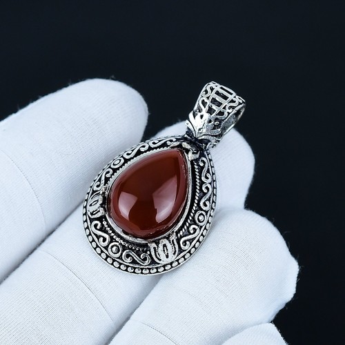 Carnelian Silver Handmade Natural Gemstone Pendant Jewelry For Gift - 第 3/4 張圖片
