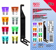 97 tlg. KFZ Sicherungen Set 3A - 30A Flachsicherung Steck Autosicherung BGS 8126
