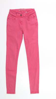Skinny-Damenjeans rosa Baumwollmischung Größe W23 L30