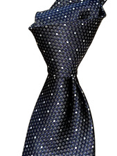  280 NWT TOM FORD Navy blue w/white Spots mens 3.6" Jacquard Silk neck Tie Italy