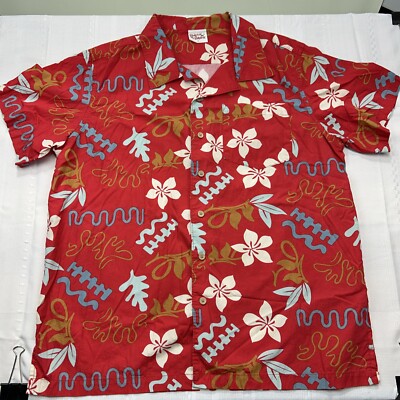 Vintage Barefoot In Paradise Mens Hawaiian Shirt Floral - Adult size Medium