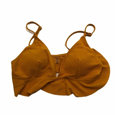 NWT JJ Queen Orange Ruffle Bikini Swim Top Large