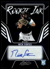 2022 Panini Absolute Rookie Ink Nick Fortes 116/199 Miami Marlins #RKI-NF