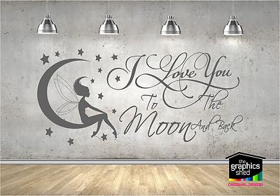 I love you to the moon and back Zitat Aufkleber, Wandtattoos, Wörter Aufkleber